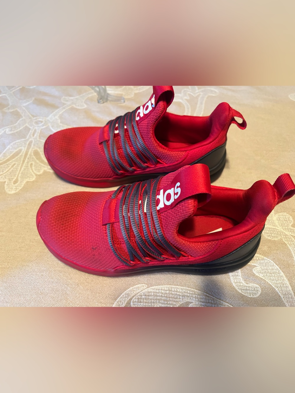 adidas kids Red Athletic Slip-On Sneakers with Black Sole